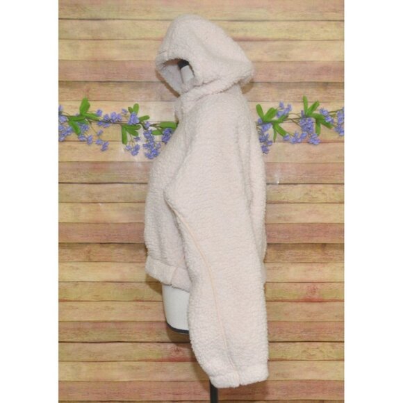 NWOT Wild Fable Boxy Crop Full Fleece Zip Front Jacket Size M/L Cream Neutral - Picture 5 of 11